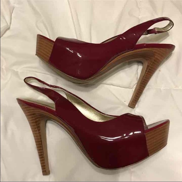 Jessica Simpson Dark Red Patent Leather Peeptoes