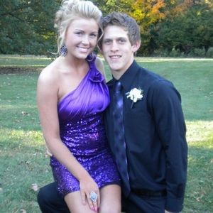 Purple sequin homecoming dress