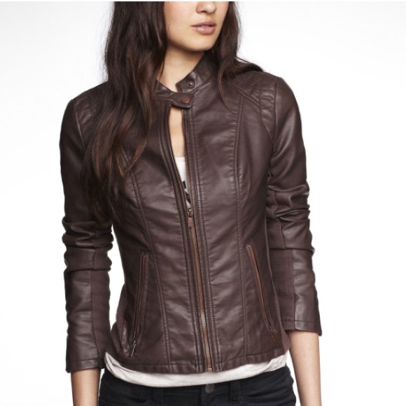 Express Jackets & Blazers - EXPRESS Leather Pebbled Zip Moto Jacket