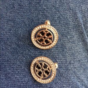 Tory Burch brilliant rhinestone gold stud earrings