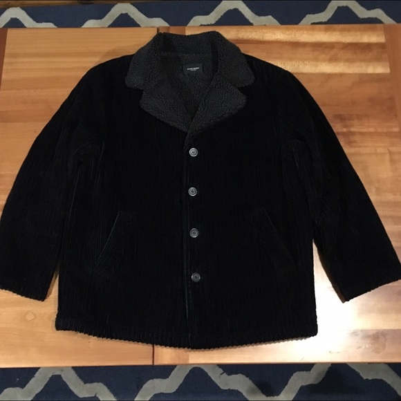 Bang Bang black corduroy faux shearling lined coat