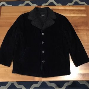 Bang Bang black corduroy faux shearling lined coat