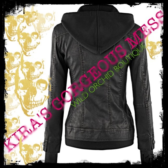 ✨HP✨BNWT CHARCOAL LEATHER (FAUX) JACKET BEST EVER✨ - Picture 2 of 3