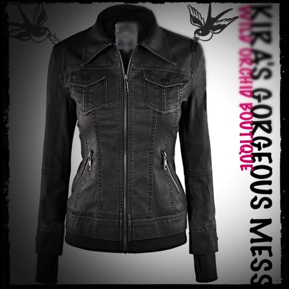 ✨HP✨BNWT CHARCOAL LEATHER (FAUX) JACKET BEST EVER✨ - Picture 3 of 3