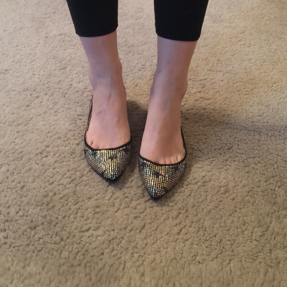 ⚠️clearance⚠️Authentic Gemeiqi Crystals blac flats