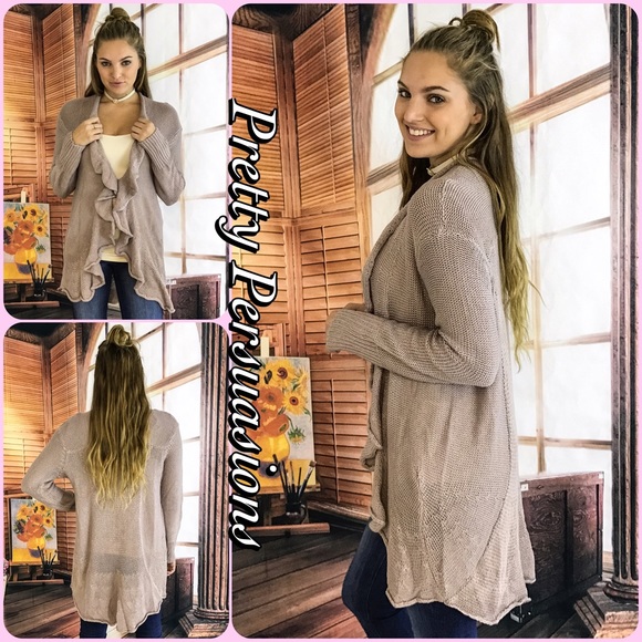 CLEARANCE‼️NWT Dusty Rose Ruffle Hem Cozy Cardigan - Picture 3 of 4