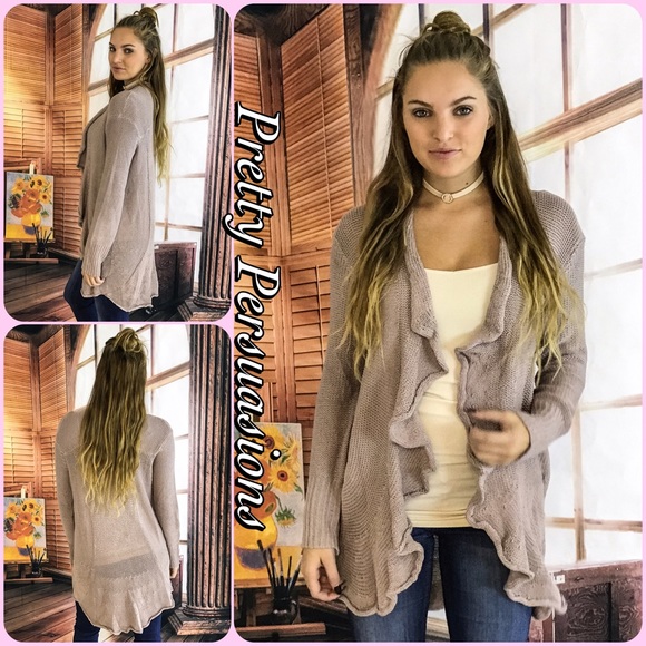 CLEARANCE‼️NWT Dusty Rose Ruffle Hem Cozy Cardigan - Picture 4 of 4