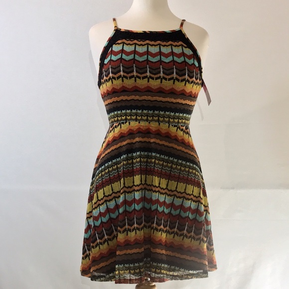 Multicolor Knit Skater Dress
