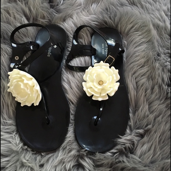 Kate Spade Jelly black flower sandals