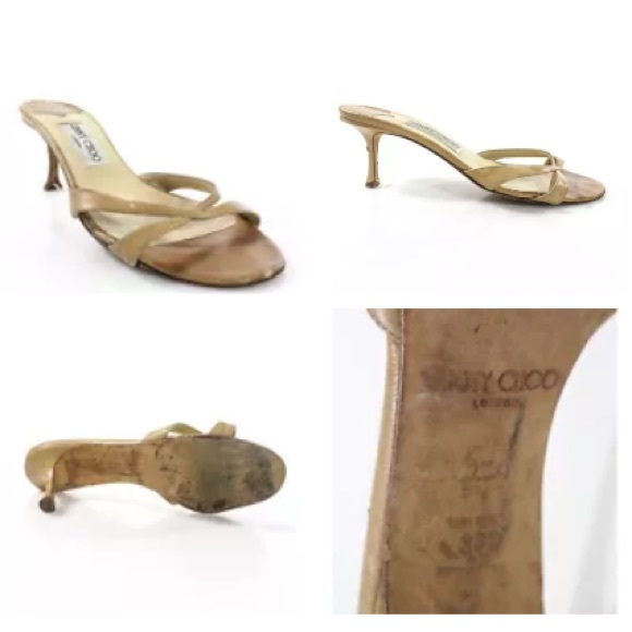 JIMMY CHOO TAN LEATHER CRISS-CROSS MULES 8.5 - Picture 2 of 4