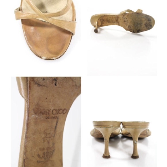 JIMMY CHOO TAN LEATHER CRISS-CROSS MULES 8.5 - Picture 3 of 4