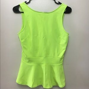 BEBE Lime Green Sleeveless Peplum- M