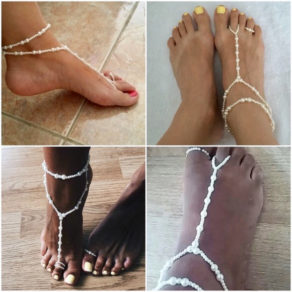 Pearl Barefoot Sandal Foot Chain Beach Anklets NWT - Picture 4 of 4