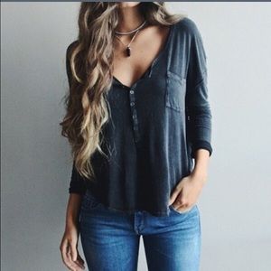 Button charcoal grey long sleeve