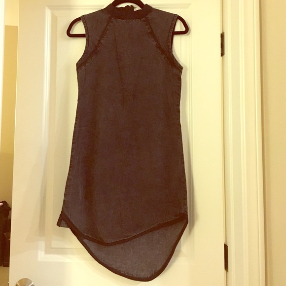 Rusty black washed denim hi-low dress