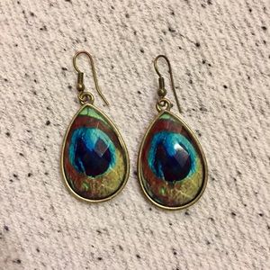Dangly peacock shell earrings