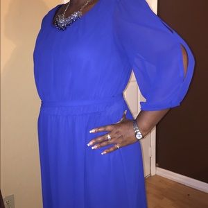 Blue long-sleeve babydoll dress