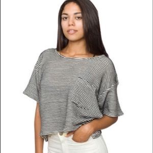 American Apparel cropped blue/white tee