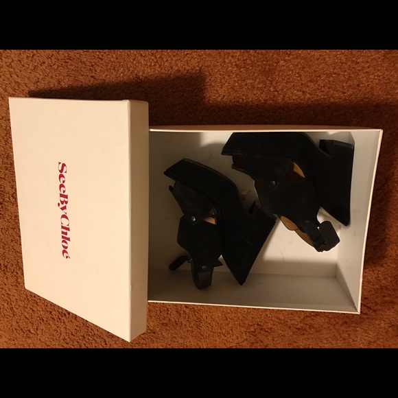 See by Chloe 'eva' cutout sling back wedge