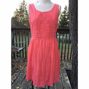 Sleeveless Coral Embroidered Dress
