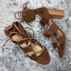 Brown lace up heels