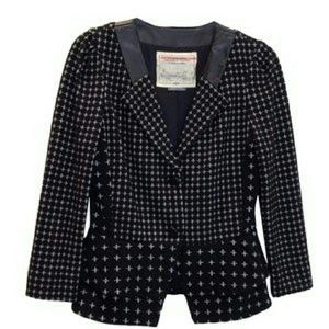 Peplum blazer and tank set with faux leather trim