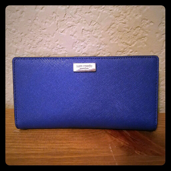 Kate Spade Wallet Blue Saffiano Leather Newbury