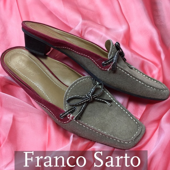 Franco Sarto Gray Suede Mules Clogs