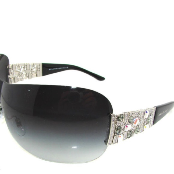 BVLGARI Luxurious bling shield-style designer sunglass. 6071G Black 102/8G main image 5
