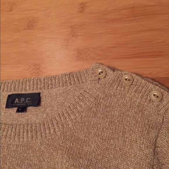 A.P.C. Gold/Beige Sparkle Sweater L - Picture 2 of 3