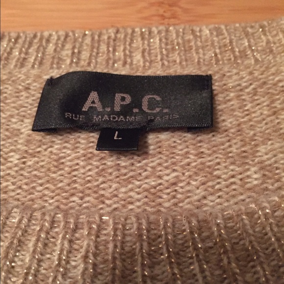 A.P.C. Gold/Beige Sparkle Sweater L - Picture 3 of 3