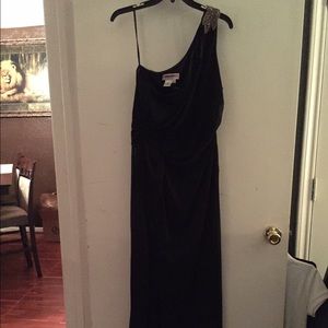 One shoulder long black dress