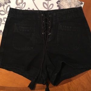 Black lace up shorts
