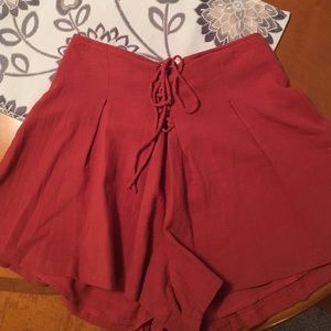 Burnt orange lace up shorts