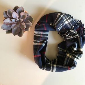 Navy Plaid Scarf
