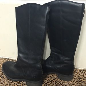 Ugg black zip up tall med calf leather boots