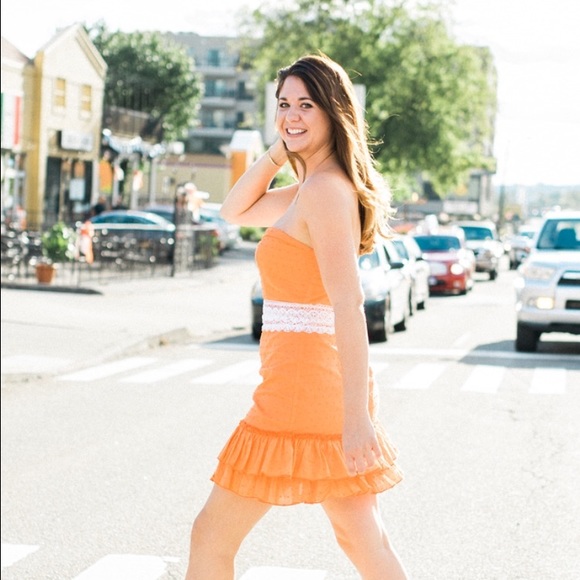 Orange and white dress