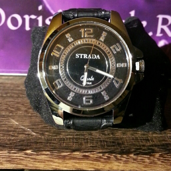 179384 -8  Japanese Mvment Black Leather Band