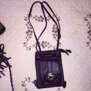 Dark plum cross body purse with card holder