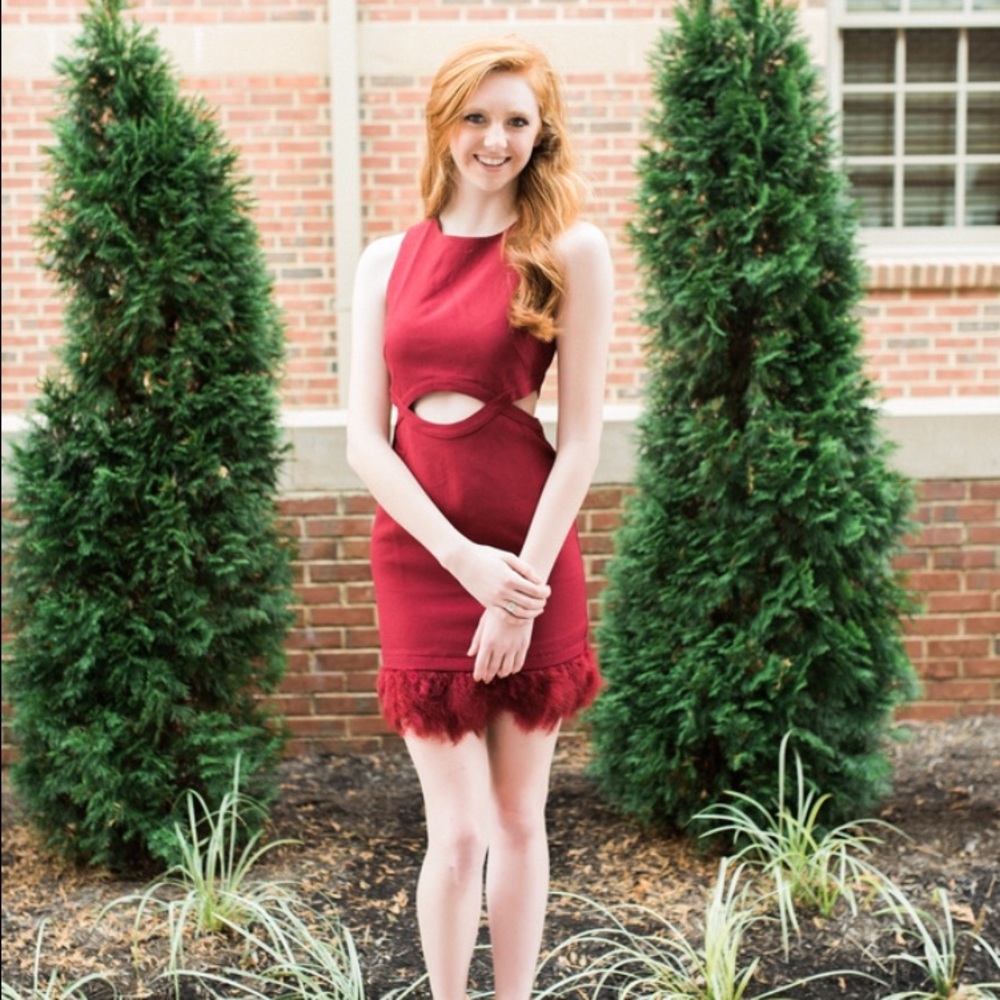 Red feather dress