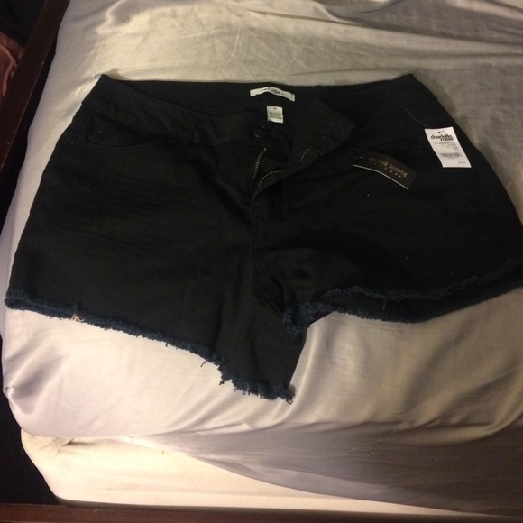Black denim shorts