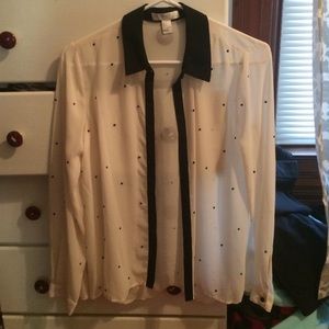 Forever 21 sheer blouse with polka dots