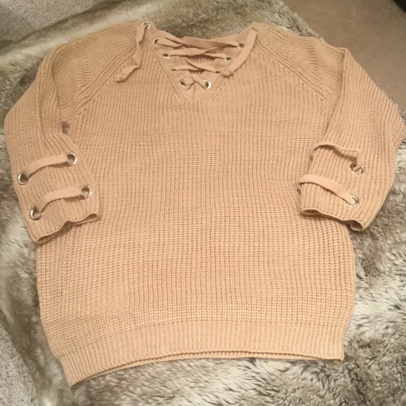 LAST 1- ADELINE-Chunky Lace Up Long Sweater - Picture 8 of 8