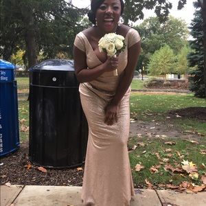 Gold sequin bridesmaid|/evening gown dress