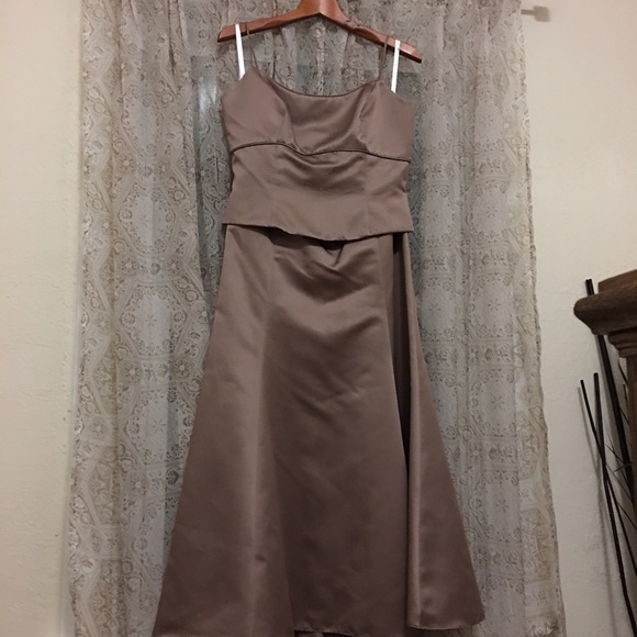 2 piece w/spaghetti strap formal with sateen finis