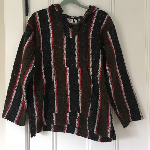 Baja Hippie Surfer Woven Hoodie Unisex Size Medium