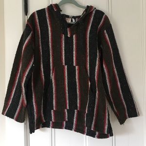 Baja Hippie Surfer Woven Hoodie Unisex Size Medium