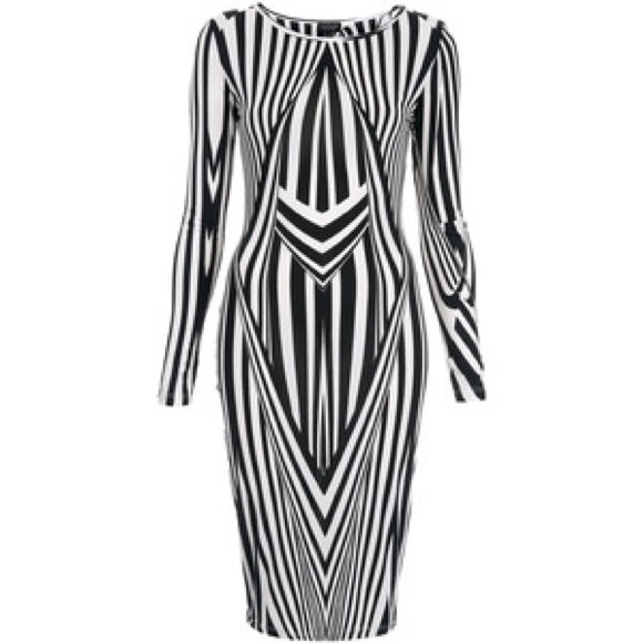 Topshop Black and White Bodycon Dress