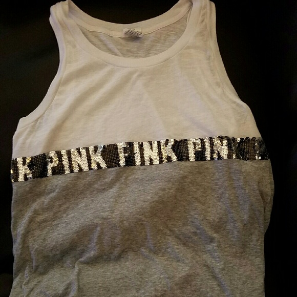 Gray and white PINK tank top