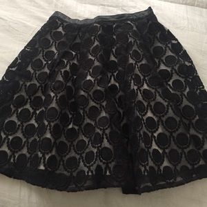 Ark & co pleated faux lace and leather skirt